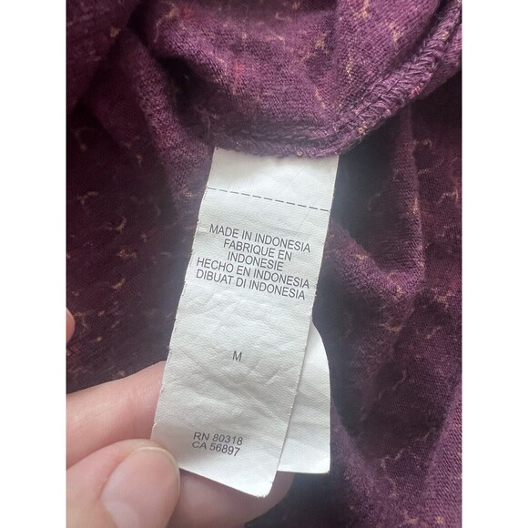 Lucky Brand Blouse Womens Medium Purple Paisley Loose Long Sleeve Boho Flowy - Picture 8 of 11